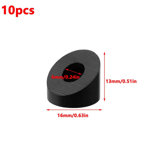 Quarter Inch 30 Degree Black Beveled Washer For Cable Railing 10 Pack, side view dimensions labeled