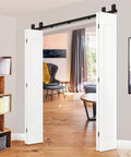Hardware Kit Only For Top Mounted Sliding Bifold Barn Door In Black Finish 75 Five Eighths Inch Track Durable Steel Construction Installed