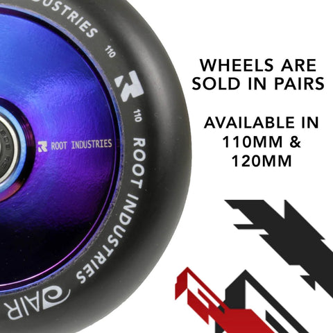 Close-up of 110mm AIR Scooter Wheels Black Blu Ray Lightweight Durable Pro Scooter Wheels