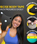Woman holding Body Tape Measure - 80 Inch Automatic Telescopic Tape Measure - Retractable Measuring Tape for Body (Black - 80 inch)