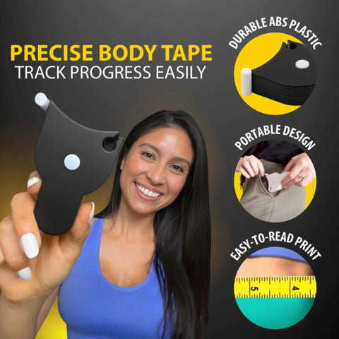 Woman holding Body Tape Measure - 80 Inch Automatic Telescopic Tape Measure - Retractable Measuring Tape for Body (Black - 80 inch)