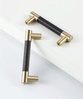 Ten Pack Black Brass Kitchen Cabinet Handles And Drawer Pulls Brushed Gold Finish for Vanity and Dresser Drawers 96mm Hole Centers