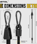 6 Pack Adjustable Bungee Cords With Hooks, Heavy Duty Carabiner Bungee Straps dimensions detail, 48 Inch length, black