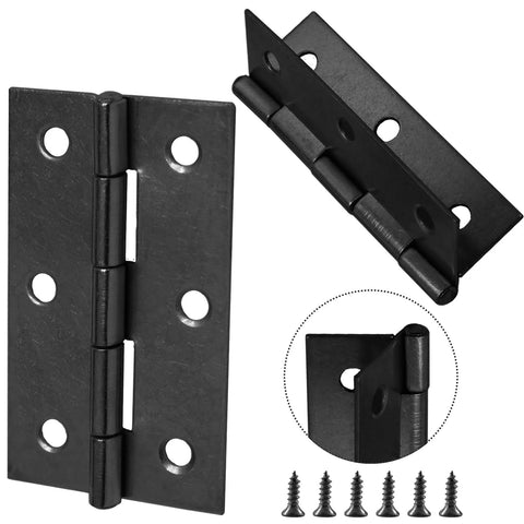 12 Pack 2.5 Inch Black Butt Door Hinges With Ball Bearing For Cabinets And Windows Includes 72 Mounting Screws Durable Steel Construction