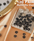 Silver Butterfly Clutch Tie Tacks Pins For Craft Making 120 Pairs Metal Locking Replacement Backing With 4mm Width Blank Pins In Black