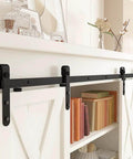 4ft Double Door Sliding Barn Door Hardware Kit For Cabinets Wardrobes And TV Stands With Carbon Steel Construction Black