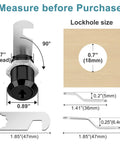Keyed-alike cabinet cam locks in a sleek black finish for secure drawers, files, and RV storage; includes two 1-1/8 inch locks with two keys; image shows lock dimensions and components.