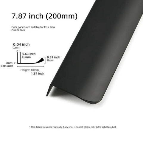 Four Pack Finger Pulls for Cabinets and Drawers, 7.87 Inches Long, 1.6 Inches Wide, Black Aluminum Edge Tab Pulls