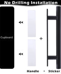 2 Pack Self Adhesive Cabinet Handles And Drawer Pulls, ABS Plastic Push Peel And Stick Door Handles For Cabinets, Black Finish