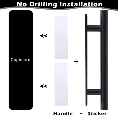 2 Pack Self Adhesive Cabinet Handles And Drawer Pulls, ABS Plastic Push Peel And Stick Door Handles For Cabinets, Black Finish