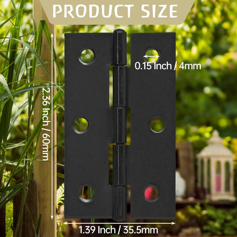 2.5 inch black iron hinge with ball bearing, product size 60 x 36 mm, aperture 0.18 inch, 12 pack, for cabinets and windows