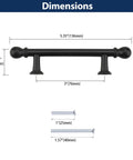10 Pack 3 Inch 76mm Black Cabinet Pulls Heavy Duty Zinc Alloy Handles dimensions with screws shown for kitchen cabinets