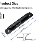 Black Cabinet Pulls 4 Pack for Kitchen Cabinets and Drawers 4.72 Inch Length with 3.93 Inch Center Hole Spacing, size and screw details