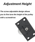 Close-up of 2 Pieces Black Sliding Cabinet Hardware Kit for Wardrobes and Closets Mute Door Pulley Wheels, showing adjustment feature.