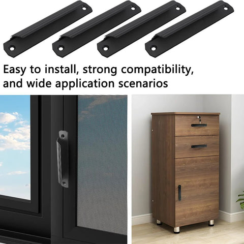 Black Cabinet Pulls 4 Pack for Kitchen Cabinets and Drawers 4.72 Inch Length with 3.93 Inch Center Hole Spacing on drawer and door