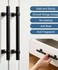 Five Inch Cabinet Pulls Black 10 Pack Modern Drawer Handles for Kitchen Cupboard installed on white cabinet doors