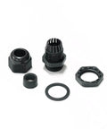 PG13.5 Waterproof Cable Gland Connector Black Adjustable IP68 M20 Plastic Cable Gland With Locknut And Rubber Ring For 6 And 12mm Wire Nylon PA66 UV Resistant And Durable Outdoor Industrial Use parts displayed
