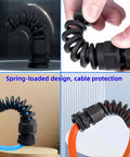 Eight Piece Black Nylon IP68 Waterproof Cable Gland Set with Gaskets and Spiral Flexible Joint Locknut for Cables NPT Sizes.