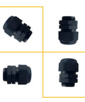 Ten Pack One Quarter Inch NPT Black Cable Glands IP68 Waterproof Nylon Strain Relief Cord Grips Adjustable Three To Six Point Five Millimeter Wire Connectors With Rubber Gaskets And Locknuts For Junction Box Electrical Fittings
