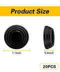 Car Door Shock Absorbing Gasket 20 Pack With Silicone Pads 1.18 Inch Door Buffer Silencers Self Adhesive Sound Insulation Pads For Quiet Closings Universal Black Exterior Car Accessory product size illustration