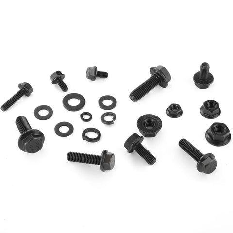 Nuts And Bolts Assortment Kit 272 Pieces Flange Hex Bolts Nuts Washers Grade 10.9 Black Carbon Steel M6 M8 M10 laid out