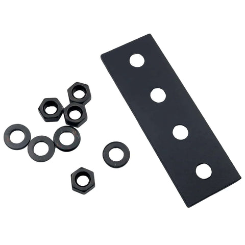 Black Carbon Steel Barn Door Track Splice Piece 80mm Metal Splice Plate Repair Fastener with nuts and washers