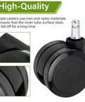 Close-up of 2.5 Inch Carpet Casters For Office Chairs Compatible With Aeron Embody Mirra SAYL And Setu Chairs Black Set Of 5 Smooth Quiet Rolling Durable Swivel Wheel Replacement