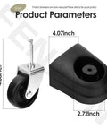 4 Pack Black Caster And Foot Replacement For Wet Dry Vacuum CMXEVCVVJF910 Dir08p05438 4.08 inch caster and 4.07 inch foot