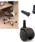 20 Pcs Black Plastic Caster Rubber Sleeve Covers for Chair Wheels with 16 mm Outer Diameter installed on office chair.