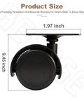 Side view of black 40 Mm Wheel And Plate Assembly For Vacuum D4 D4C SE E E2 Series Dollie Cart Castor Wheels With One And A Half Inch Wheel Diameter