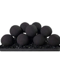 12-Pack Black Ceramic Fire Balls on tray for Fireplace or Fire Pit, ideal for Natural Gas or Propane Fires, Decorative Landscaping