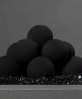 12-Pack Black Ceramic Fire Balls on fire glass bed for Natural Gas or Propane Fires in Fireplace or Fire Pit, Decorative Landscaping