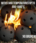 Hollow Ceramic Balls, Set of 12 Round Fire Stones Set for Indoor and Outdoor Fire Pits or Fireplaces Accessory, 4 Inch, Black with flames
