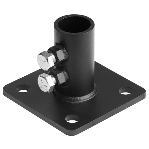 Heavy Duty Black Chain Link Fence Post Floor Flange Base Fits 1-5/8 Inch OD Posts, 5-3/4 By 5-3/4 Inch Plate, 4 Inch Tall, 1/4 Inch Thick