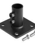 Heavy Duty Black Chain Link Fence Post Floor Flange Base Fits 1-5/8 Inch OD Posts, 5-3/4 By 5-3/4 Inch Plate, 4 Inch Tall, powder coated