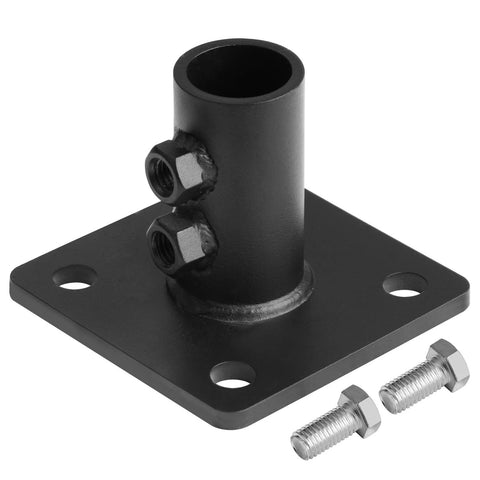 Heavy Duty Black Chain Link Fence Post Floor Flange Base Fits 1-5/8 Inch OD Posts, 5-3/4 By 5-3/4 Inch Plate, 4 Inch Tall, powder coated