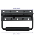 Front view of 10 Pack Black Spring Loaded Case Handles Folding Surface Mount Chest Handles With Rubber Grip For Flight Cases And Cabinets 124 By 80 Millimeter Durable Iron Construction Rust Resistant Finish Indoor And Outdoor Use.