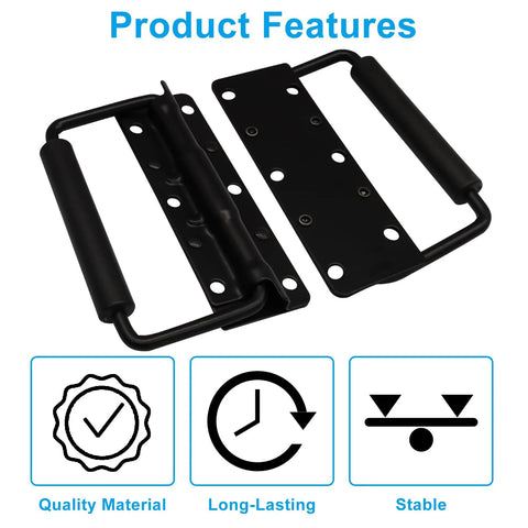 3 Pack Spring Loaded Chest Handles 4.9 Inch Heavy Duty Surface Mount Stainless Steel With Rubber Grip Folding Handle product features
