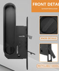 Front view of Privacy Door Lock Set With Hidden Pull And Recessed Latch, Circular Black Finish, for thick wooden doors