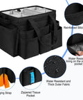 Pro Grade Large Rolling Cleaning Caddy Bag With Detachable Trolley And Shoulder Strap, showing pockets and water resistant fabric