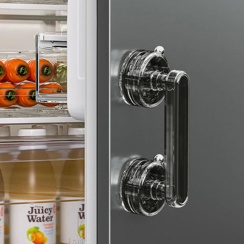 Adhesive Suction Cup Door Handle for Cabinets Windows Glass Doors and Refrigerators installed on refrigerator door