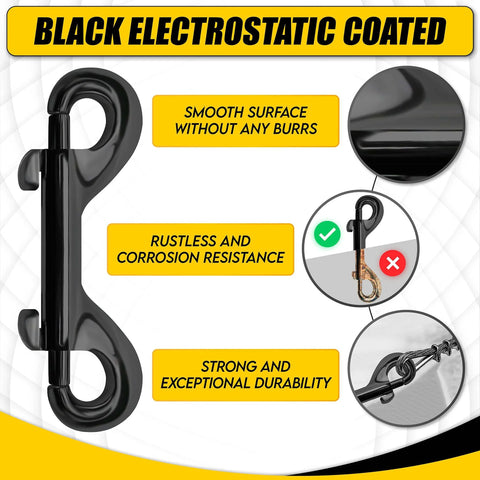 4.7 Inch Double Ended Bolt Snap Hooks With 220 Lbs Capacity Heavy Duty Rust Resistant Zinc Alloy Clips with black coating