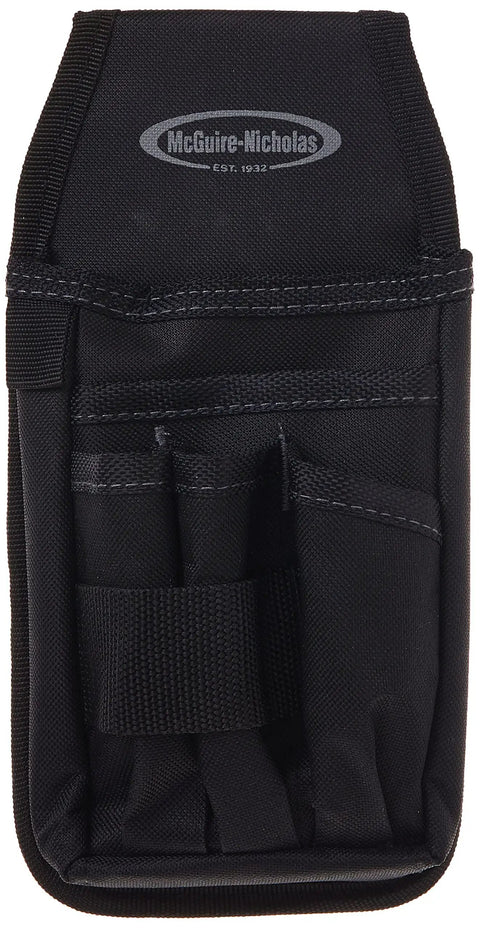 Front view of Compact Mini Organizer Pocket Attachment For Tool Belts With Durable 600D Polyester Construction, black