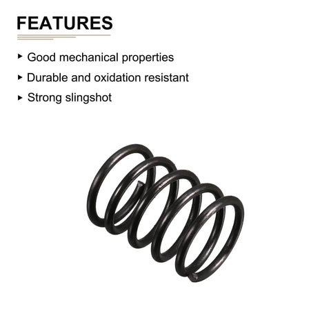 10 Pack Black Compression Springs, 1.2mm Wire, 12mm Outer Diameter, 15mm Free Length, Spring Steel Build, Durable shown in coiled form
