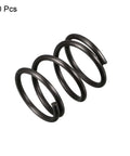 10 Pack Black Compression Spring, 13mm Outer Diameter, 1.2mm Wire, 15mm Free Length, Heat Treated Spring Steel With Rust Resistant Oil Finish For Durable Performance In DIY, Hobby, And Small Machinery Projects. Single black compression spring on white background.