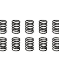 10 Pack Black Compression Springs, 1.2mm Wire, 12mm Outer Diameter, 15mm Free Length, Spring Steel Build, arranged neatly