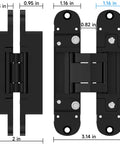 Discreet 5 Point 5 Inch Hidden Door Hinges Set For 180 Degree Swing Concealed Hinges 3 Way Adjustable Butt Hinges