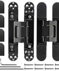 Two Kit Set Of 6 Inch Stainless Steel Hidden Door Hinges Black Heavy Duty and 3 Way Adjustable with screws and hardware
