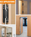 Concealed Hidden Door Hinge Set for Invisible Doors and Feature Walls, 9.7 x 3.3 x 1 Inch, Black Finish, Pack of 2, Easy Mount Use