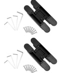 Hidden Door Hinges 2 Pack, 6 Inch Adjustable Concealed Hinges For Doors Up To 50mm Wide And 35mm Thick, Zinc Alloy Black Finish